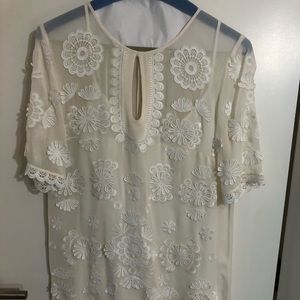 Club Monaco white shirt dress 100% silk overlay